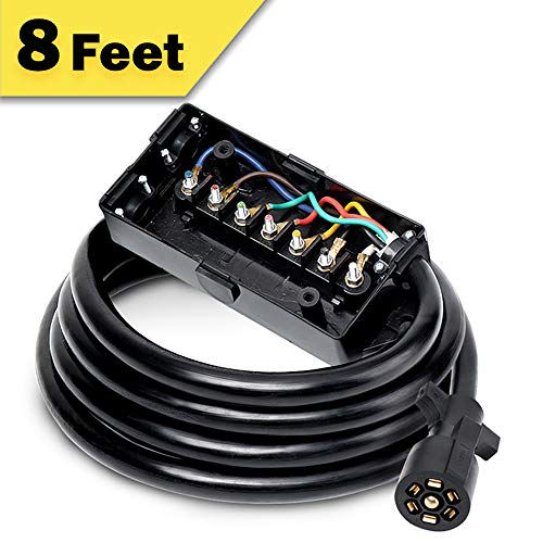 BougeRV 7 Way Trailer Plug Weatherproof Trailer Wiring Harness 7 Pin Trailer Connector Enclosed Trailer Accessories with Junction Box for RV Trailers Campers Caravans Food Trucks
